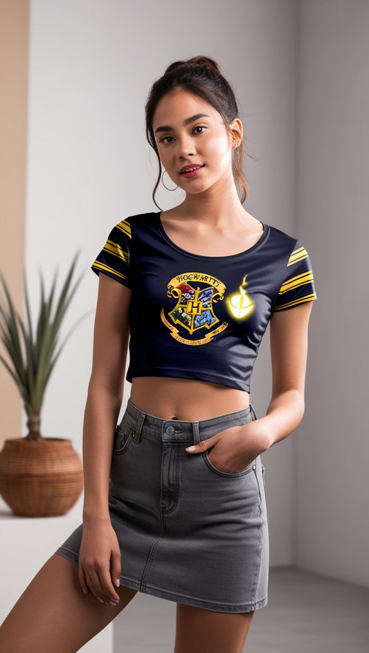 Trendy Harry Potter Aesthetic Crop T-Shirt for Girls – Stylish Hogwarts Graphic Tee | Wizarding World Fashion