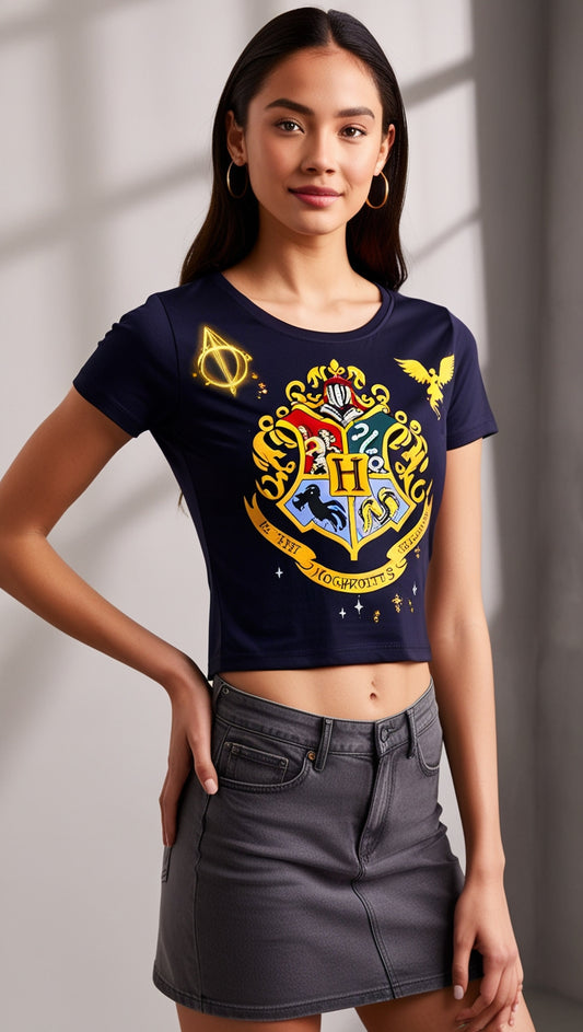 Trendy Harry Potter Aesthetic Crop T-Shirt for Girls – Stylish Hogwarts Graphic Tee | Wizarding World Fashion